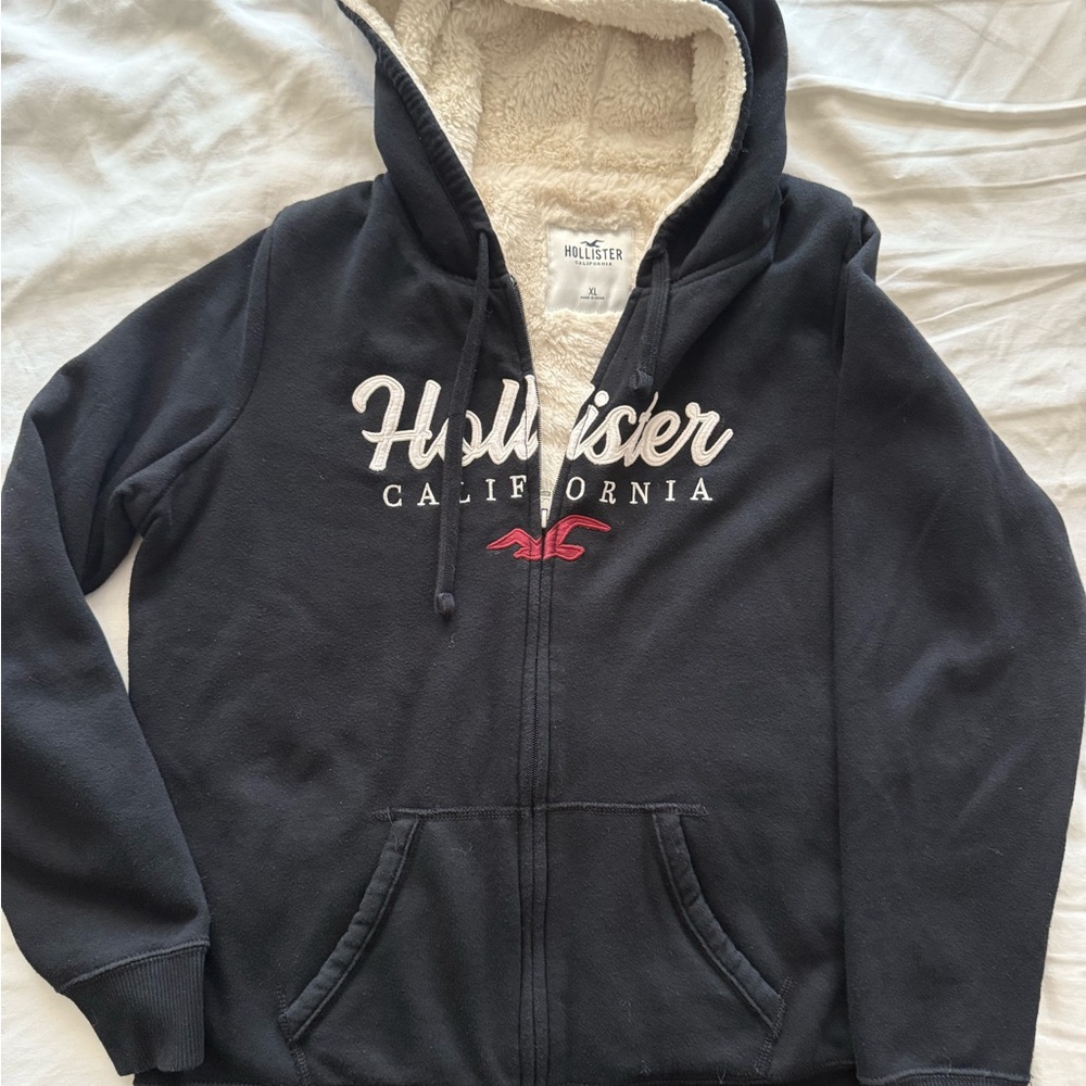 Hollister Navy Hoodie with Cream Lining
